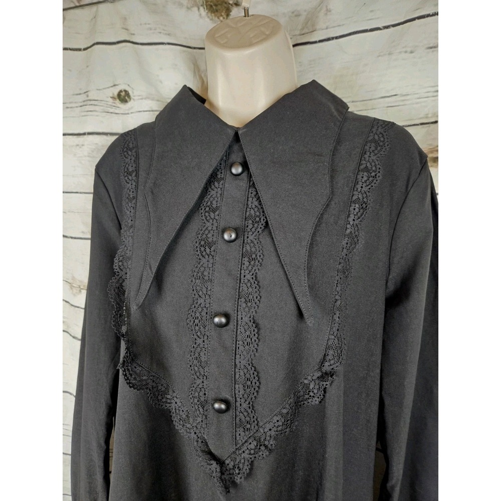 Killstar Black Stretch A-Line Dress 4XL Point Collar Lace Goth Grunge Emo Witchy - Picture 3 of 7